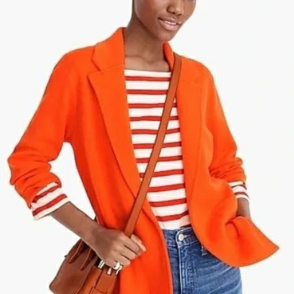 J. Crew Women's Vibrant Orange Knit Blazer